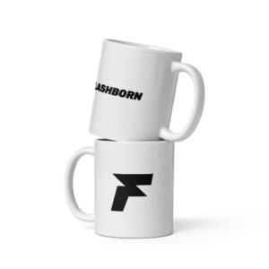 Weiße, glänzende Flashborn Tasse